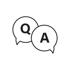 Questions and answers icon with speech bubble and q and a letters.