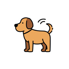 Happy dog with a wagging tail, perfect for pet products, animal care visuals, and cheerful designs needing a positive vibe.
