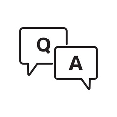 Questions and answers icon thin flat outline style vector sign
