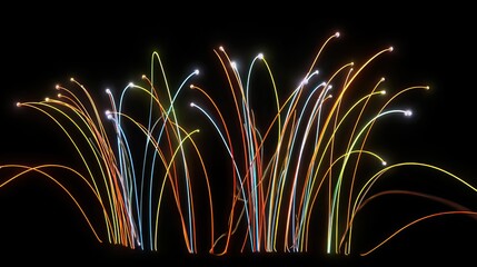 Vibrant Light Trails Creating Abstract Patterns Against Dark Background in a Stunning Display of Colorful Motion