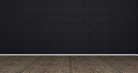 Black wall wooden floor room