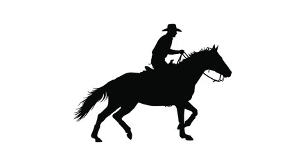 Silhouette of a cowboy riding a horse in a dynamic pose