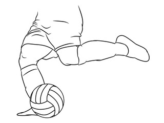 Line art drawing of a football player