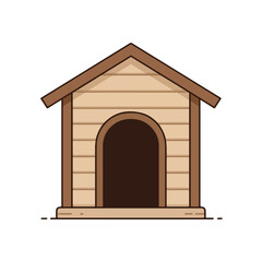 Brown wooden doghouse with a dark arched entrance suitable for pet product advertisements, animal shelter promotions, and home outdoor decor themes.