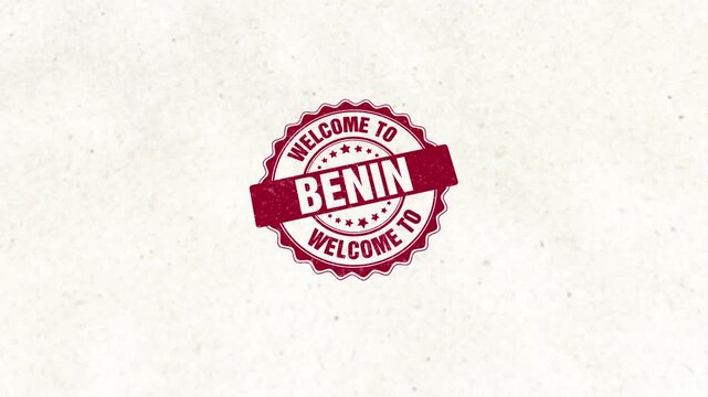 Welcome To Benin Wooden Stamp Seal Animation Background