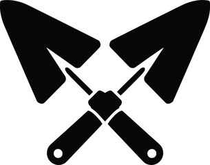 Gardening tools crossed trowels silhouette symbol representing horticulture work and cultivation