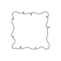 Whimsical wavy square frame for Christmas, Valentines or wedding. Cute and coquette style, perfect for girly designs, packaging, invitations, or aesthetic social media content. Vector illustration