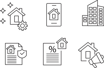 Rental Estate Line Editable Icons set.property, buying, renting, house, home. Editable stroke. Vector illustration. Linear business symbols1.eps