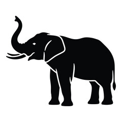 Majestic silhouette elephant with trunk raised symbolizing strength and wildlife