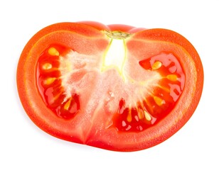 Close-up tomato slice, vibrant red
