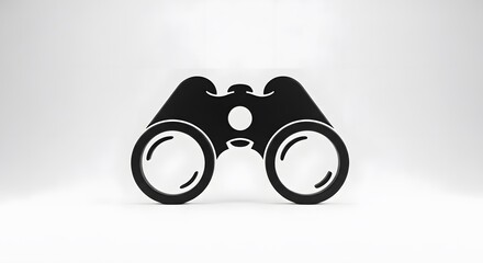 Black Binoculars Icon Isolated on White Background.