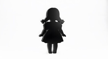Silhouette of a girl with pigtails against a white background.