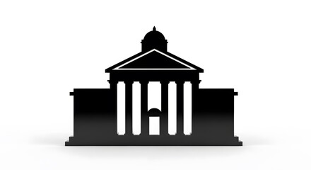 Black Silhouette of a Classical Building.