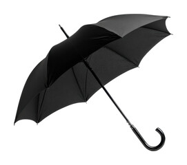 Rain preparedness black umbrella urban product isolated on transparent background