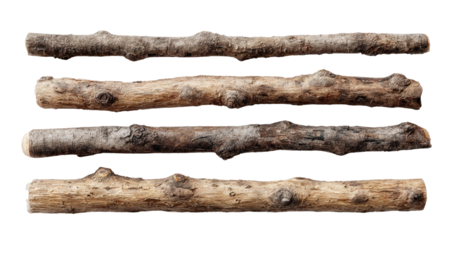 Four parallel, weathered logs