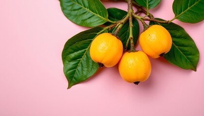 A close up of vibrant orange citrus fruits, their fresh texture and juicy appearance highlighted by the soft pink background.