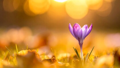 Spring Crocus in Golden Sunlight
