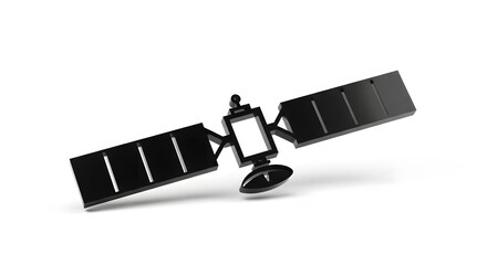 Naklejka premium Satellite Model on White Background: Space Technology and Communication.