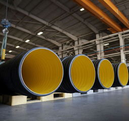 Black HDPE Double Wall Corrugated Pipe, HDPE Pipes Manufacturers, HDPE DWC Yellow pipes, Corrugated pipes with different sizes