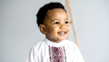 Joyful baby boy smiling