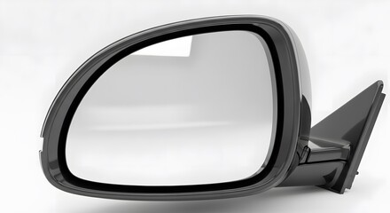 Black side mirror of a car reflecting the surroundings automotive part.