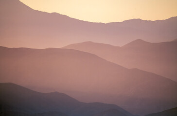 Beautiful orange glow of sunrise over the hills of Southern California, a landscape image