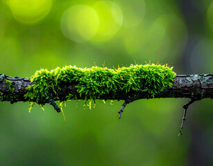 Fototapeta premium Moss covered branch forest closeup