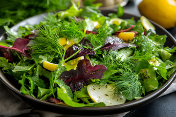 Vibrant Green Salad with Citrus Dressing: Fresh, Healthy Mixed Greens