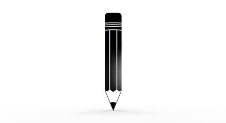 Simple Black Pencil Icon on White Background.