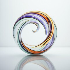 Abstract glass torus sculpture with vibrant swirling colors on light gradient background. AI generated.
