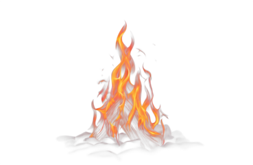 A tall, vertical column of vibrant orange and yellow fire, isolated on a transparent background, symbolizing passion and destruction