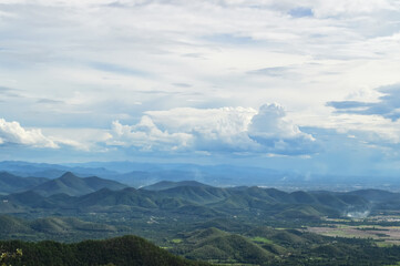 Naklejka premium Landscape mountains and Sky in the Evening at Chiang mai, Northern Thailand.