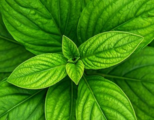Close-up vibrant green leaves