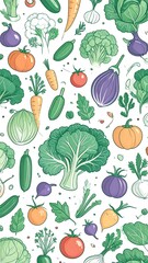 Colorful vegetable pattern on a white background