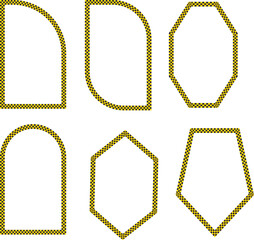Collection of Geometric Shapes with Black and Yellow Checkered Borders on White frame octagon
