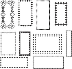 Collection of Decorative Black and White Rectangular and Oval Frames and Borders ornate