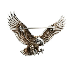 Obraz premium Silver Hawk Brooch Isolated on Transparent Background, a Symbol of Freedom and Power