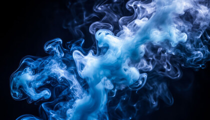 Abstract glowing cyan smoke plume, dark textured backdrop, mystical