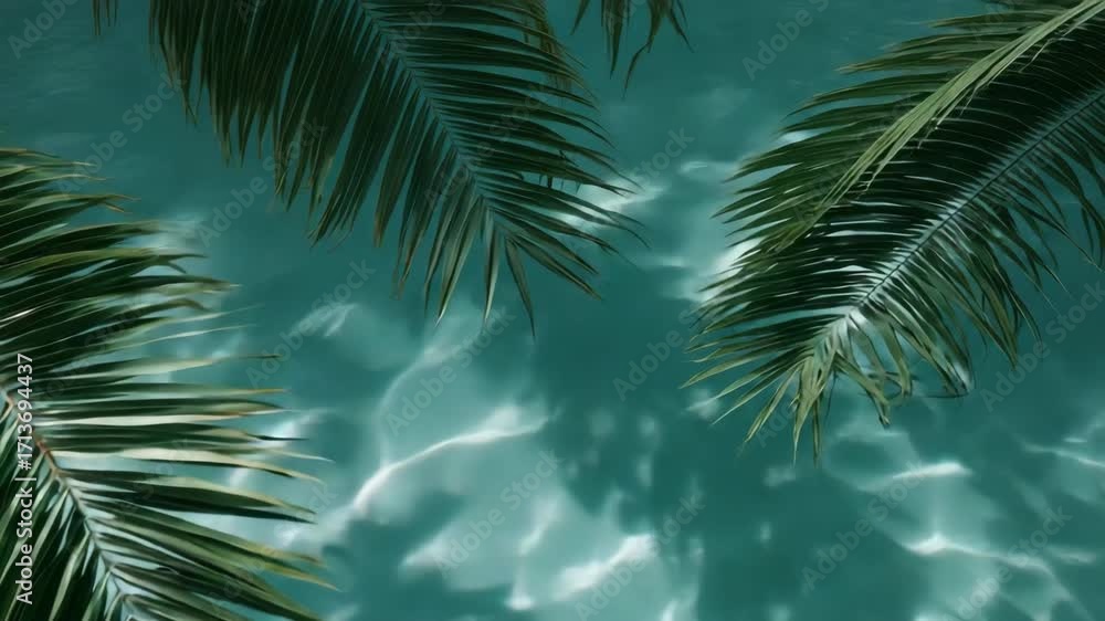 Poster A leaf is floating on the surface of a pool of water. The water is clear and calm, and the leaf is the only object visible in the image