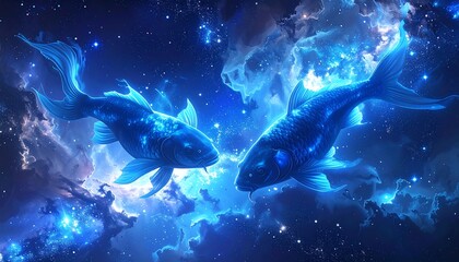Two luminous fish in a cosmic nebula
