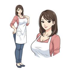 Beautiful Anime Woman Wearing Apron
