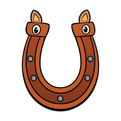A classic horseshoe, shaped like a “U,” made of sturdy metal, symbolizes luck and protection, often nailed to doors or worn by horses for safe, strong steps.  © Ripa Roy