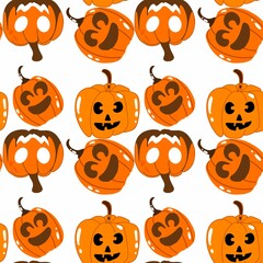 Cartoon Halloween Pumpkin Pattern Illustration