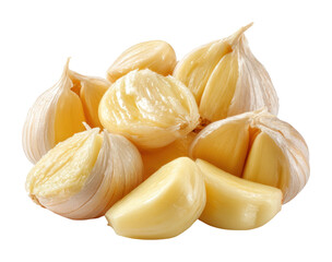 Garlic cloves preparation kitchen food bright isolated on transparent background