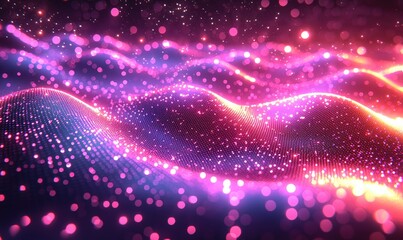 Abstract glowing particle waves