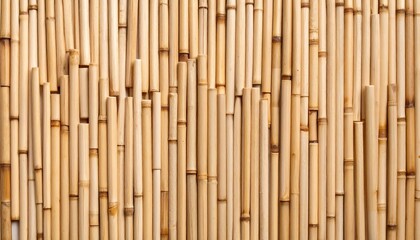 Close-up view of a light beige bamboo wall