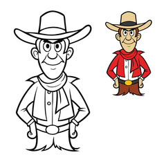 A rugged Wild West cowboy rides his horse, wearing a hat and boots, ready for adventure. Perfect for coloring and bringing the spirit of the frontier to life.
