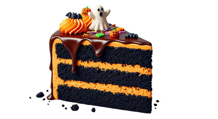 Halloween cake slice with ghost