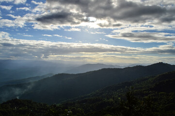 Naklejka premium Landscape mountains and Sky in the Evening at Doi Suthep-Pui National Park,Chiang mai, Northern Thailand.