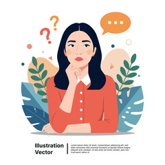 Woman Deep in Thought Pondering Solutions, Embracing Challenges with Uncertainty